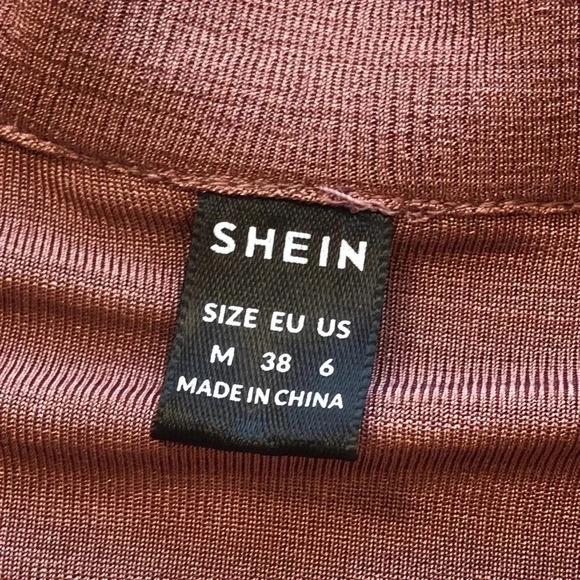 Shein Brown Scrunched Cropped Button Down Collared Long Sleeve Shirt Size Medium - Picture 6 of 13